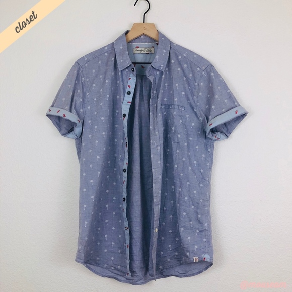 Sovereign Code Other - [Sovereign Code] Blue Pismo Palm Tree Button Down